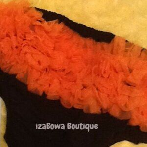 Black Bloomer with Orange Ruffles -Ruffle Butt